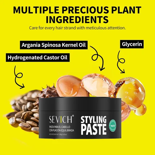 Miniatura 3 de SEVICH Pasta para peinar el cabello para hombres, gel mate de fijación fuerte, fórmula de esencia vegetal, sujeción duradera durante todo el día