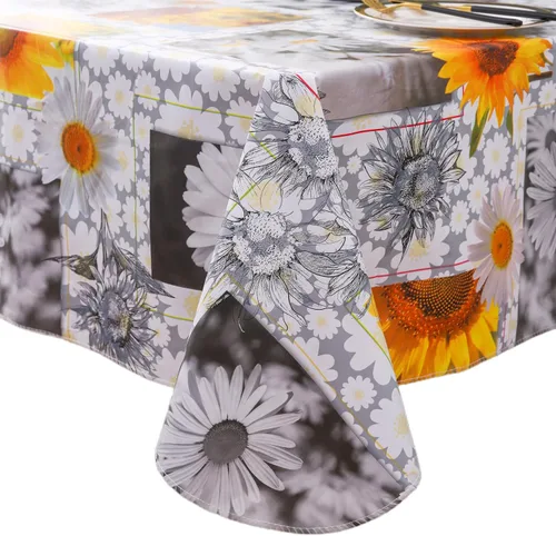 Miniatura 42 de Mantel de vinilo resistente con reverso de franela, mantel de plástico impermeable a prueba de aceite, resistente a las manchas, limpiable, cubierta