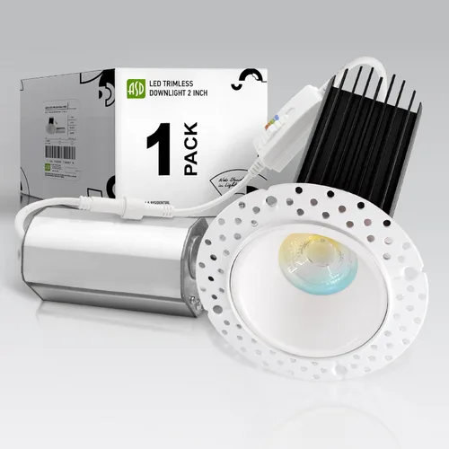 Miniatura 21 de ASD Luces LED empotrables sin moldura de 1 pulgada, 7W 120V Triac redondas para uso comercial, iluminación regulable sin lata para techo con caja