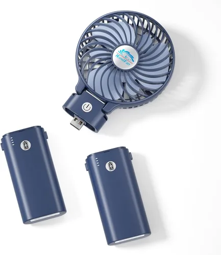 Miniatura 8 de HandFan Ventilador de mano portátil de 10400 mAh, ventilador de mano de larga duración de 40 horas recargable, mini ventiladores personales Hoja azul