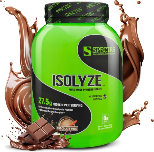 Miniatura 20 de Species Nutrition Isolyze - Proteína de suero en polvo, 100% aislado de suero de leche para construcción muscular, 0.71 oz de proteína por