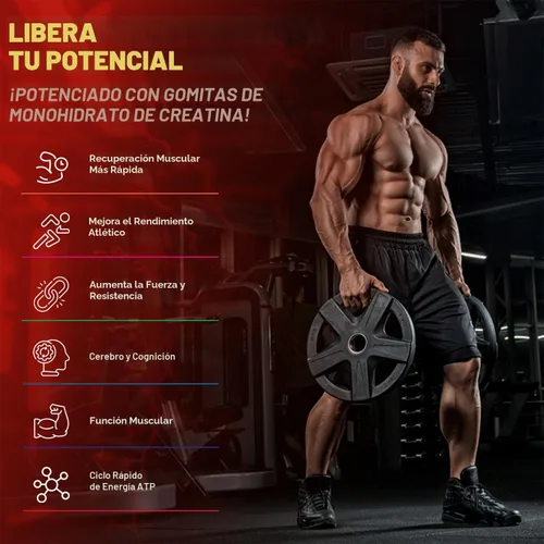 Miniatura 5 de kukaly Gomitas de monohidrato de creatina para hombres y mujeres, gomitas de creatina de 9000 mg sin azúcar, sabor mezclado con L-taurina, BCAA 2:1