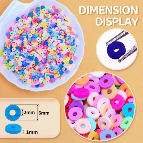 Miniatura 2 de Bundooraking - 2000 piezas Cuentas de arcilla verde (6 mm) para hacer joyas, cuentas Heishi para pulseras, collares y aretes, accesorios