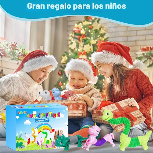 Miniatura 6 de Tubos Pop de Animales Juguetes Fidget 10PCS, Juguetes Sensoriales para Autismo y Alivio del Estrés, Juguetes de Viaje para Coche y Avión, Rellenos