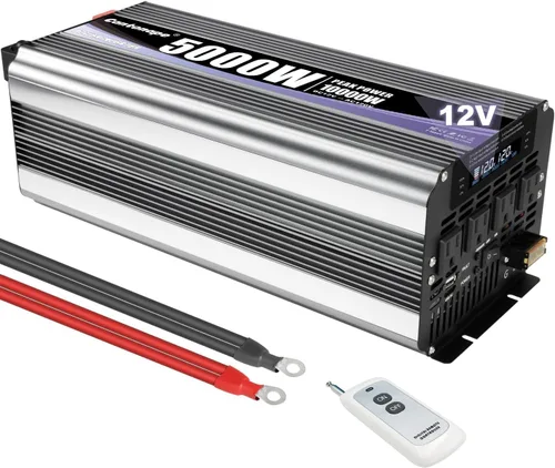 Miniatura 9 de Cantonape Inversor de corriente de 3000 W de 12 V a 110 V/120 V CC a CA con pantalla LCD, control remoto y 4 salidas de CA, adaptador de coche