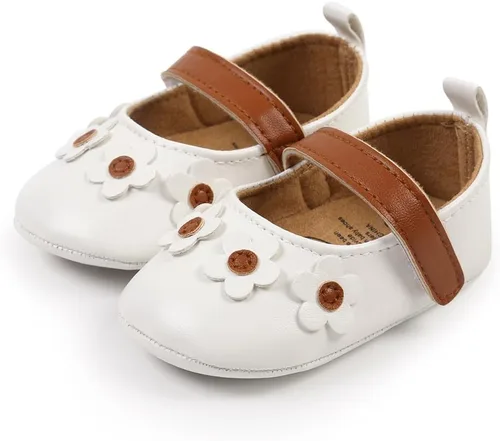 Miniatura 6 de Myleleya Zapatos planos Mary Jane para bebés y niñas con lazo y flores, vestido de princesa, para boda, zapatos de ballet antideslizantes para niños