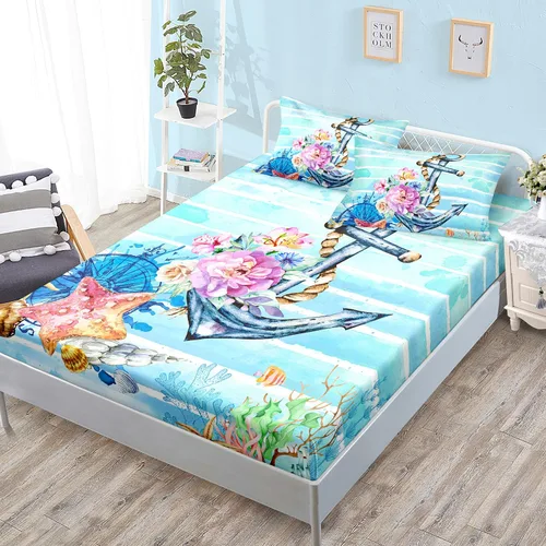Miniatura 22 de HOSIMA Ropa de cama náutica, sábana bajera ajustable de anclaje de velero, cama individual en una bolsa para niños, decoración de habitación