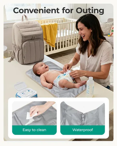Miniatura 7 de BAGSMART Mochila para Pañales, Bolsa Grande para Pañales de Bebé, Bolsa Acolchada Esponjosa para Bebé para Mamá con Bolsillos Aislados de Acceso