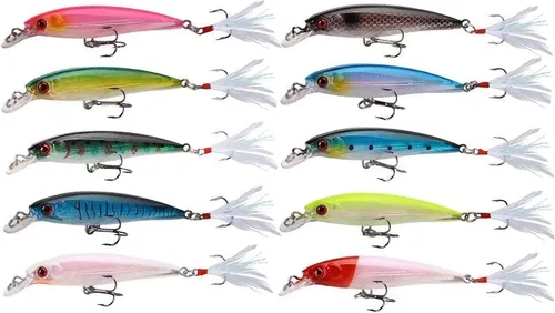Miniatura 4 de Minnow - Señuelos de pesca de cebo duro realista Swimbait Bass Crankbait 3D Ojos de pesca ganchos agudos plumas intermitentes para lubina, trucha