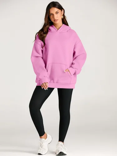 Miniatura 5 de Trendy Queen - Sudaderas extragrandes con capucha para mujer, suéteres de manga larga, sin botones, de vellón, de otoño, ropa de invierno