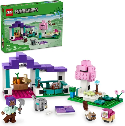 LEGO Minecraft - Juego de construcción del santuario de animales, juguete de juego para niñas y niños a partir de 7 años, regalo para jugadores y