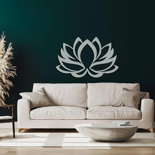 Miniatura 2 de Arte de pared de metal, arte de flor de loto metálico, gris plateado, silueta de pared, decoración de pared de metal, decoración de pared de metal
