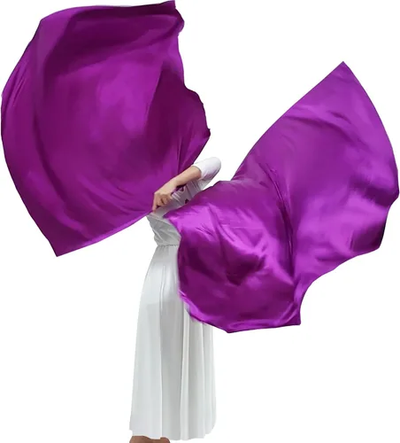 Wuchieal Banderas de adoración de 51' * 45', rectangulares, de seda como banderas de adoración proféticas, banderas de alabanza con varillas Púrpura