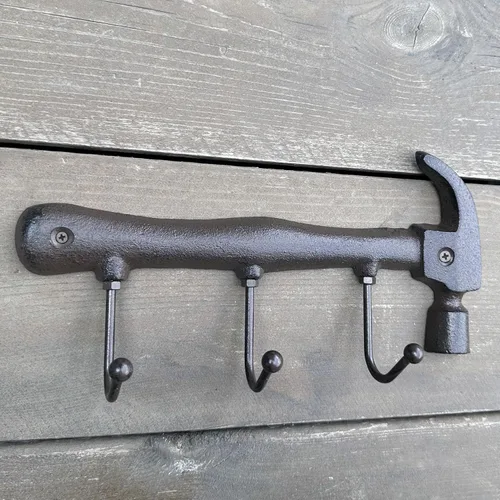 Miniatura 6 de KiaoTime Ganchos de Pared de Metal de Hierro Fundido Rústico, Perchero de Pared Montado en Forma de Martillo Retro Vintage, Soporte para Llaves