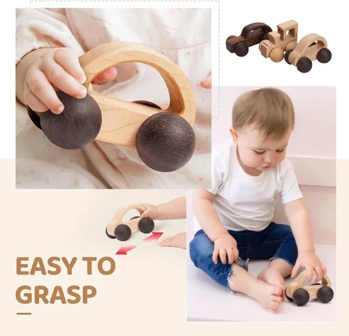 Miniatura 3 de 3 juguetes de madera para bebés, juguetes Montessori para bebés de 0 a 6 a 12 meses, juguetes de agarre para bebés, juguetes de empuje para regalo