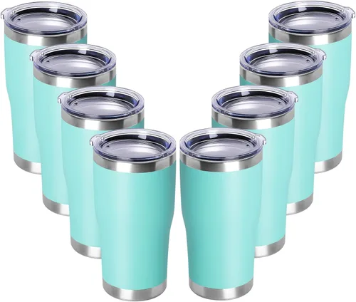 Miniatura 10 de DOMICARE vaso de doble pared con aislamiento al vacío, 20 onzas, con tapa, vaso de viaje de acero inoxidable, vaso de café con recubrimiento