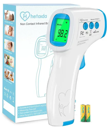 Termómetro digital para adultos y niños, termómetro de frente sin contacto para bebé, termómetro infrarrojo 2 en 1 con alarma de fiebre y lecturas