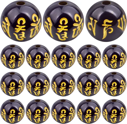 Jdesun 100 cuentas de bola espaciadora Pixiu de 0.315 pulgadas (0.354 in), cuentas de Feng Shui de resina, cuentas redondas y sueltas, amuleto de