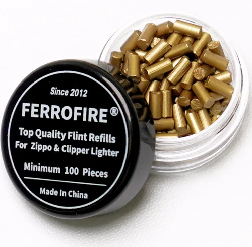 Paquete de 100 pedernales de repuesto prémium compatibles con encendedores Zippo Clipper | Piedra de pedernal ferrocerio de larga duración para
