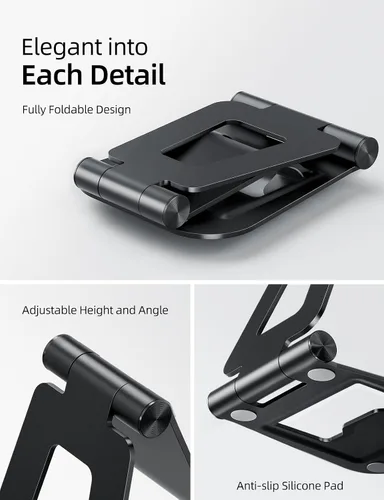 Miniatura 4 de Nulaxy Soporte plegable doble de aluminio para iPad, soporte para tablet de escritorio totalmente ajustable, accesorios para tableta de oficina