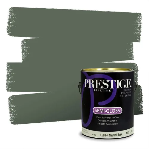 Miniatura 259 de Prestige Paints - Pintura exterior e imprimación en uno, 1 galón, plano, compatibilidad comparable con el color menta «Whipped Mint» de Behr