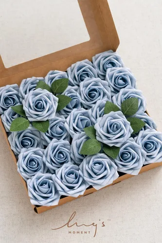 Miniatura 9 de Ling's moment Flores Artificiales 25 Piezas Rosas de Provenza Decorativas con Tallos, 3" Tacto Real Espuma Floral DIY para Ramo de Boda/Centros