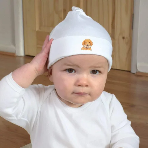Miniatura 2 de Golden Retriever with Bone' Baby Beanie Hat (BH00021571) White