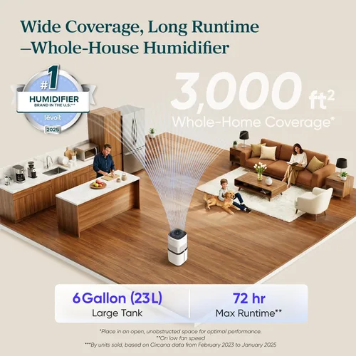 Miniatura 17 de LEVOIT Humidificadores evaporativos para dormitorio de bebé, filtros dobles de aire y agua, sensor separado, sin luz azul para luz nocturna de Blanco