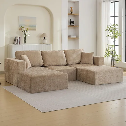 Miniatura 29 de Sofá modular Cloud de 3 plazas sin hueso de 115 pulgadas para habitación familiar, sofá sin espinas comprimida de espuma viscoelástica con asiento