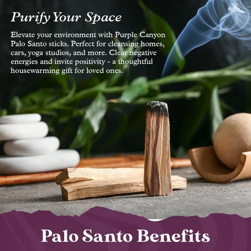 Miniatura 2 de Purple Canyon Palitos de incienso Palo Santo - Paquete de 6 Incienso natural cosechado de forma sostenible para manchas, meditación, limpieza