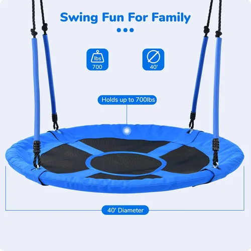 Miniatura 3 de Trekassy Columpio redondo para árbol de 700 libras de 40 pulgadas con asas para niños y adultos, Oxford 900D, impermeable, 2 correas para colgar