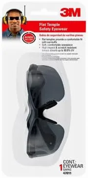 3M Gafas de seguridad con patillas planas con lente resistente a los arañazos