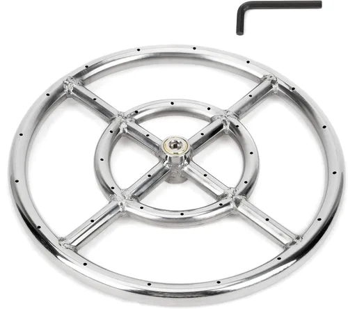 Stanbroil Anillo de quemador de hoguera redonda de 12 pulgadas para gas natural y propano - Quemador de acero inoxidable 304 para interior y