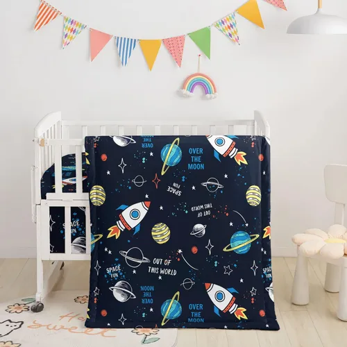 Miniatura 8 de Juego de ropa de cama para cuna de 3 piezas, edredón de guardería con estampado de mariposas en acuarela, sábana y falda para bebés niños y niñas