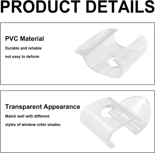 Miniatura 4 de 2 manijas sin cordones transparentes para persianas, riel inferior de plástico transparente, persianas enrollables, abrazadera de elevación