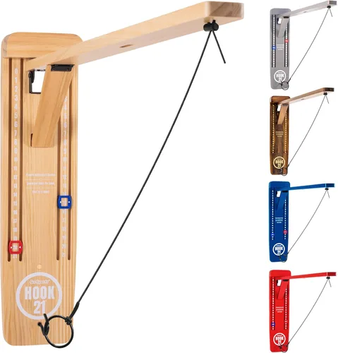 GoSports Hook 21 Juego de columpio de anillo montado en la pared con brazo plegable - Juega en interiores o exteriores barniz natural