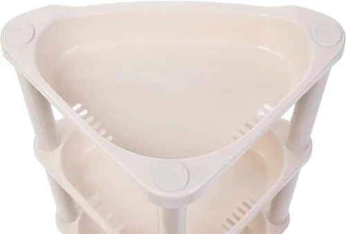 Miniatura 7 de Organizador de ducha esquinero beige de 3 niveles, 14.5 x 10 x 22.5 pulgadas, soportes de ducha de plástico para baño interior, bañera, mesa