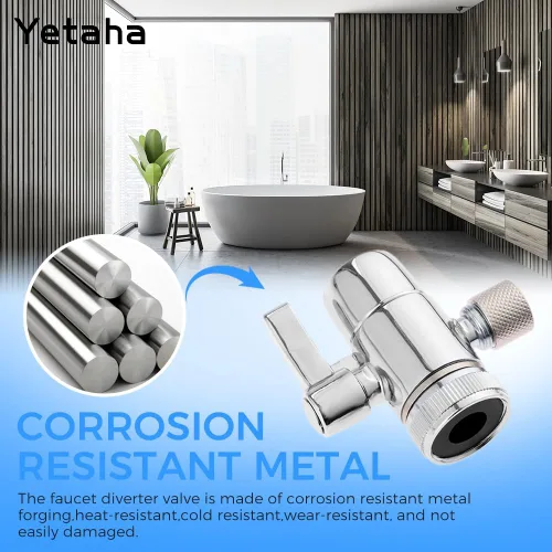 Miniatura 5 de Yetaha Válvula desviadora de grifo de 3/8", adaptador divisor de grifo de baño de cocina para pieza de repuesto de tubo, conector de fregadero