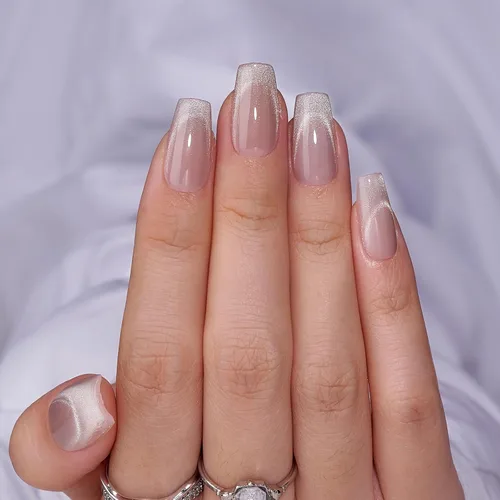 Miniatura 39 de BTArtbox Uñas cortas a presión, color negro, francés, almendra, con pegamento y pestañas adhesivas para mujeres en 16 tamaños, kit de 32 uñas de gel