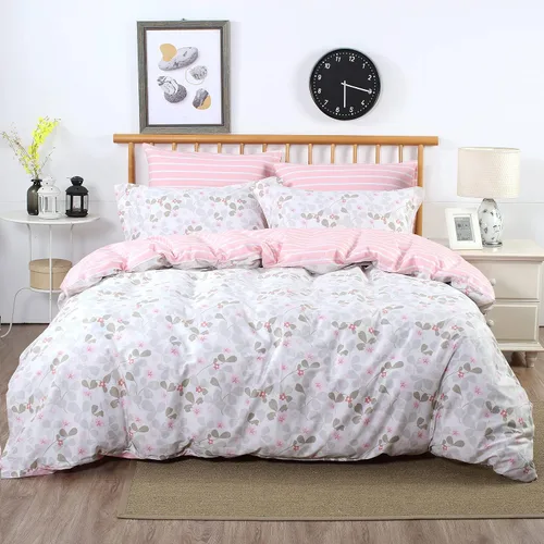 Miniatura 2 de Swanson Beddings Juego de ropa de cama de 2 piezas 100% algodón floral rosado: funda nórdica y una funda de almohada (individual)