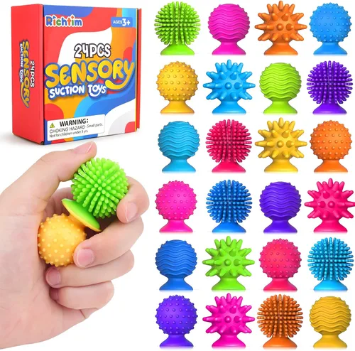 Miniatura 8 de Juguetes sensoriales antiestrés para niños y adultos: paquete de 16 juguetes texturizados con succión - Juguetes sensoriales para niños con autismo