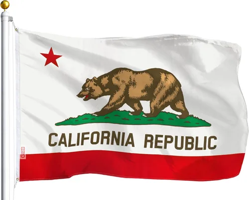 Miniatura 2 de G128 Paquete combinado: bandera estadounidense de 3 x 5 pies 75D impresas estrellas y bandera del estado de California 3 x 5 pies 75D impresa