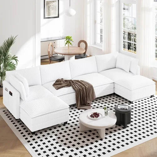 Miniatura 24 de Vesgantti 74" Cloud Couch for Living Room, 2 Seaters Deep Seat Sectional Modular Sofa, Double Cushion Corduroy Small Sofas Living Room Couches for