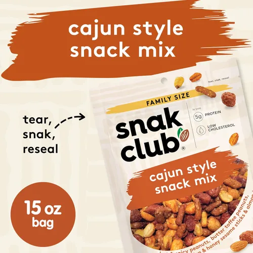 Miniatura 3 de Snak Club Mezcla de bocadillos al estilo cajún con cacahuetes picantes y especiados, cacahuetes con mantequilla y caramelo, maíz tostado, palitos