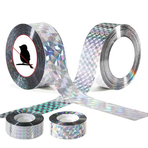 2 cintas reflectantes para pájaros para exteriores, 328 pies, repelente de miedo de pájaros, cinta holográfica reflectante de doble cara para