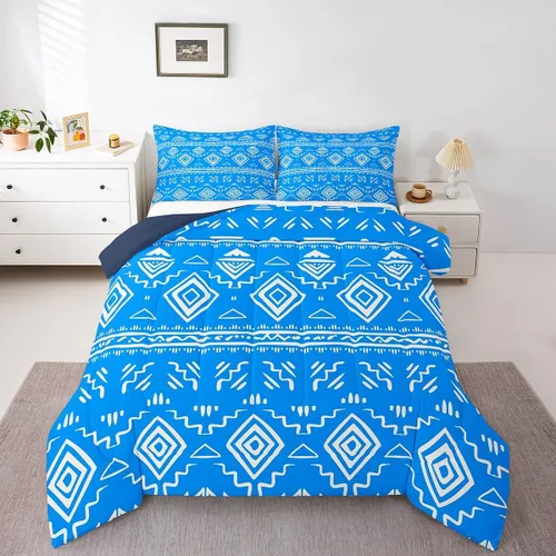 Miniatura 20 de Erosebridal - Juego de ropa de cama estilo tribal bohemio azteca, edredón con estampado étnico blanco y negro, bohemio, tamaño King, juego de Multi