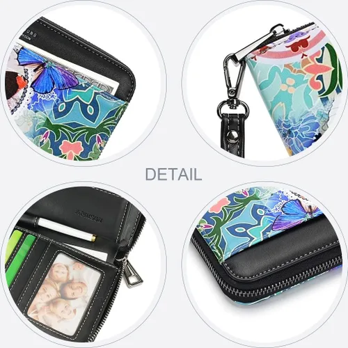 Miniatura 4 de APHISON Billetera para mujer, gran capacidad, monedero, tarjetero, RFID, pulsera, teléfono, cremallera, moneda, bolsillo de viaje