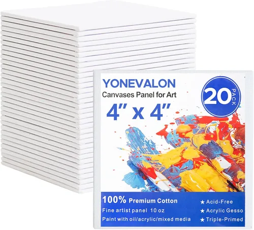 YOURSORTER Mini Lienzo para pintar 4x4 pulgadas, paquete de 20 pequeños lienzos para pintar para novatos y artistas, imprimados con gesso libres de