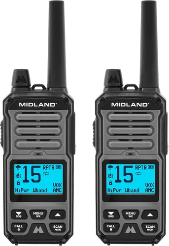 Miniatura 10 de Midland GXT67 Radio bidireccional GMRS de 5 vatios - Walkie Talkie de largo alcance para aterrizaje, Jeep y todoterreno - IP67 impermeable