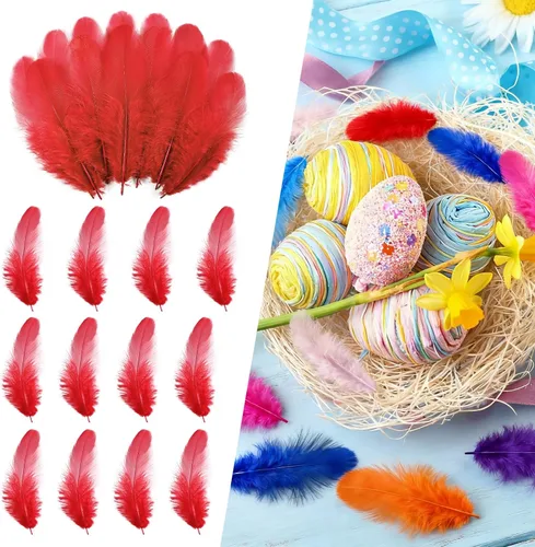 Miniatura 28 de THARAHT Plumas coloridas de gallo artesanal, 300 plumas de colores de 3 a 5 pulgadas, a granel para jardín de infantes, manualidades, boda, hogar